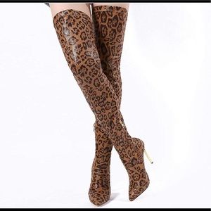 Thigh High Leopard Boots